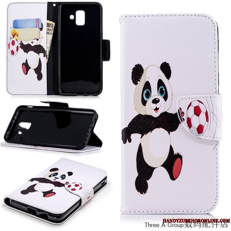 Samsung Galaxy A6 Coque De Téléphone Étui Étui En Cuir Personnalité Dessin Animé Housse Noir