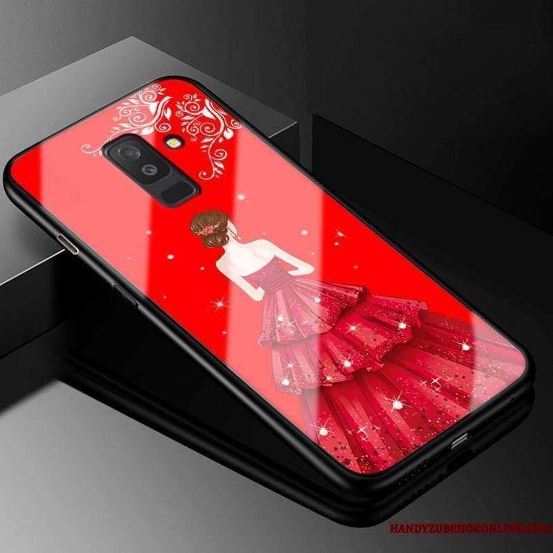 Samsung Galaxy A6+ Coque Incassable Verre Fluide Doux Marque De Tendance Rouge Tout Compris Silicone