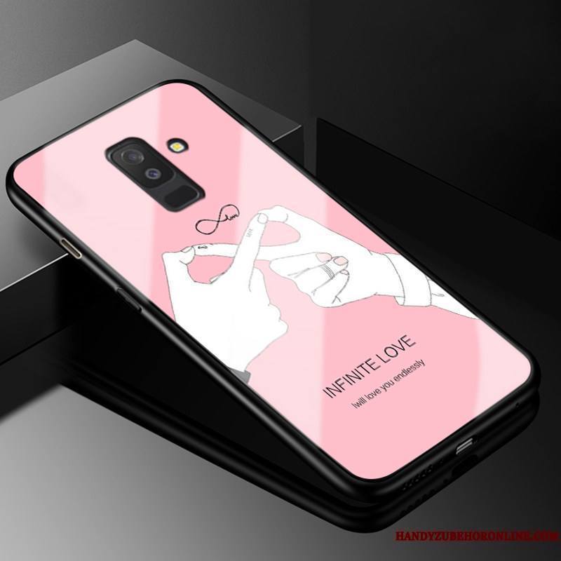 Samsung Galaxy A6+ Coque Personnalité Fluide Doux Étui Amoureux Incassable Difficile Net Rouge