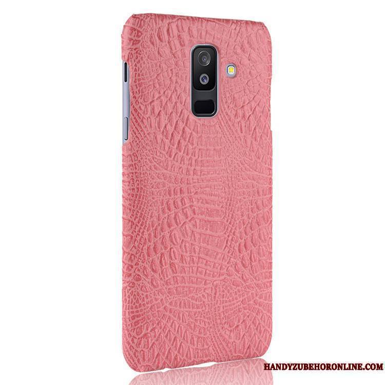 Samsung Galaxy A6+ Qualité Coque Difficile Crocodile Modèle Cuir Protection Étoile