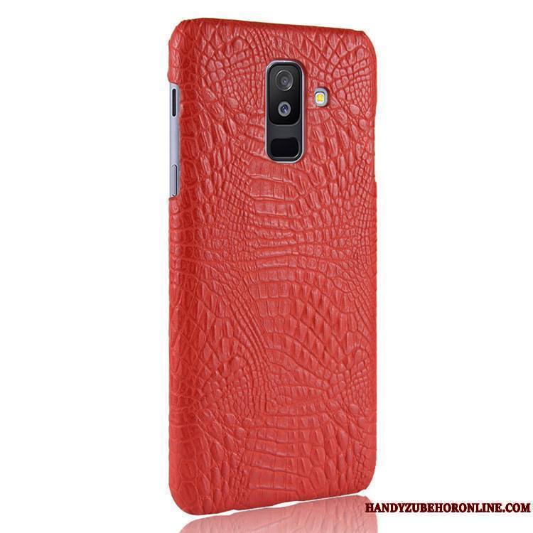 Samsung Galaxy A6+ Qualité Coque Difficile Crocodile Modèle Cuir Protection Étoile