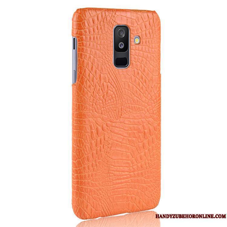 Samsung Galaxy A6+ Qualité Coque Difficile Crocodile Modèle Cuir Protection Étoile