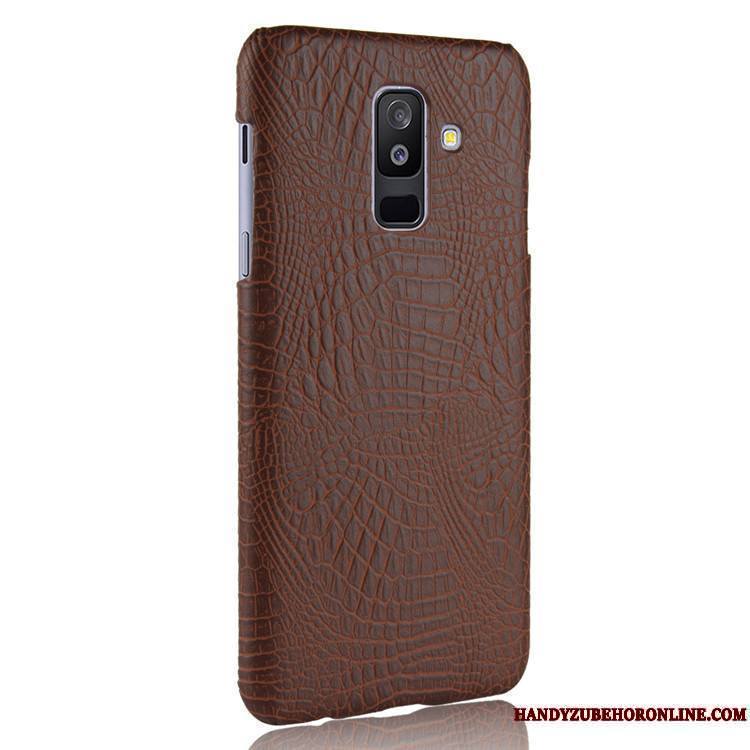 Samsung Galaxy A6+ Qualité Coque Difficile Crocodile Modèle Cuir Protection Étoile