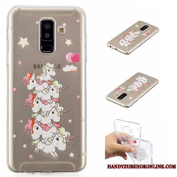 Samsung Galaxy A6+ Sac Coque Protection Rose Bordure Fluide Doux De Téléphone
