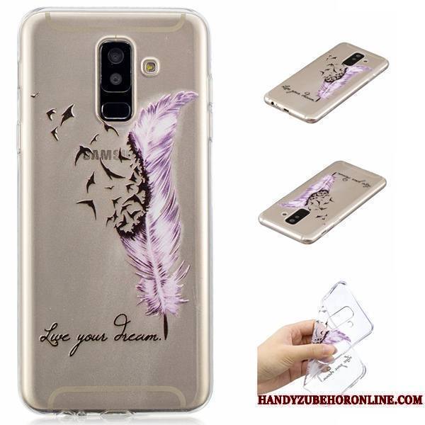 Samsung Galaxy A6+ Sac Coque Protection Rose Bordure Fluide Doux De Téléphone
