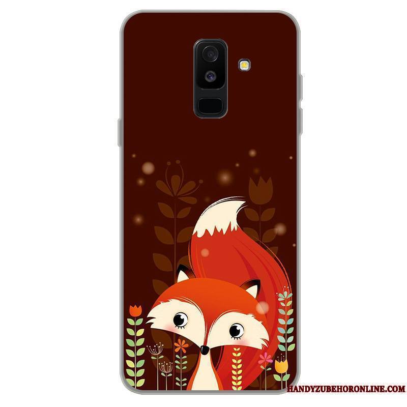 Samsung Galaxy A6+ Silicone Fluide Doux Rouge Étoile Coque De Téléphone Tout Compris Incassable