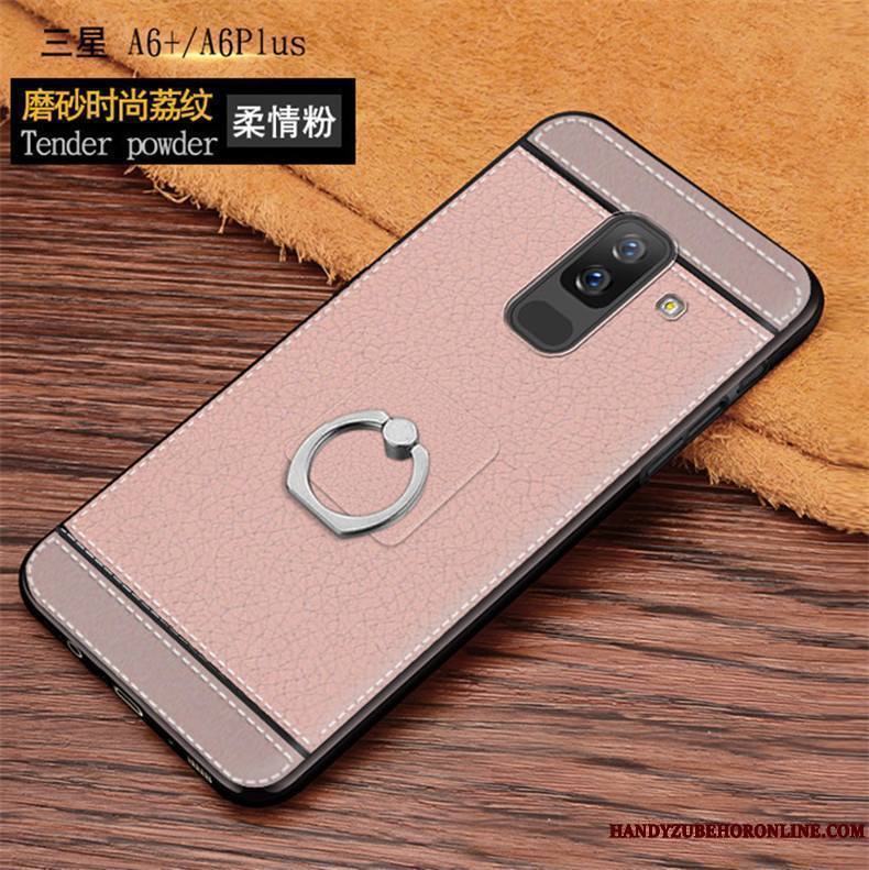 Samsung Galaxy A6+ Tendance Litchi Coque De Téléphone Modèle Fleurie Étui En Cuir Incassable Étoile