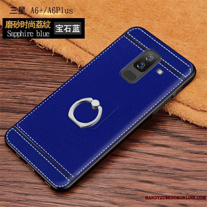 Samsung Galaxy A6+ Tendance Litchi Coque De Téléphone Modèle Fleurie Étui En Cuir Incassable Étoile