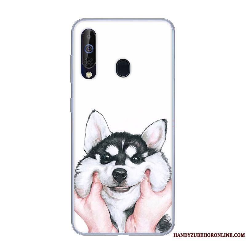 Samsung Galaxy A60 Coque Blanc Rose Étui Fluide Doux Étoile Incassable Dessin Animé