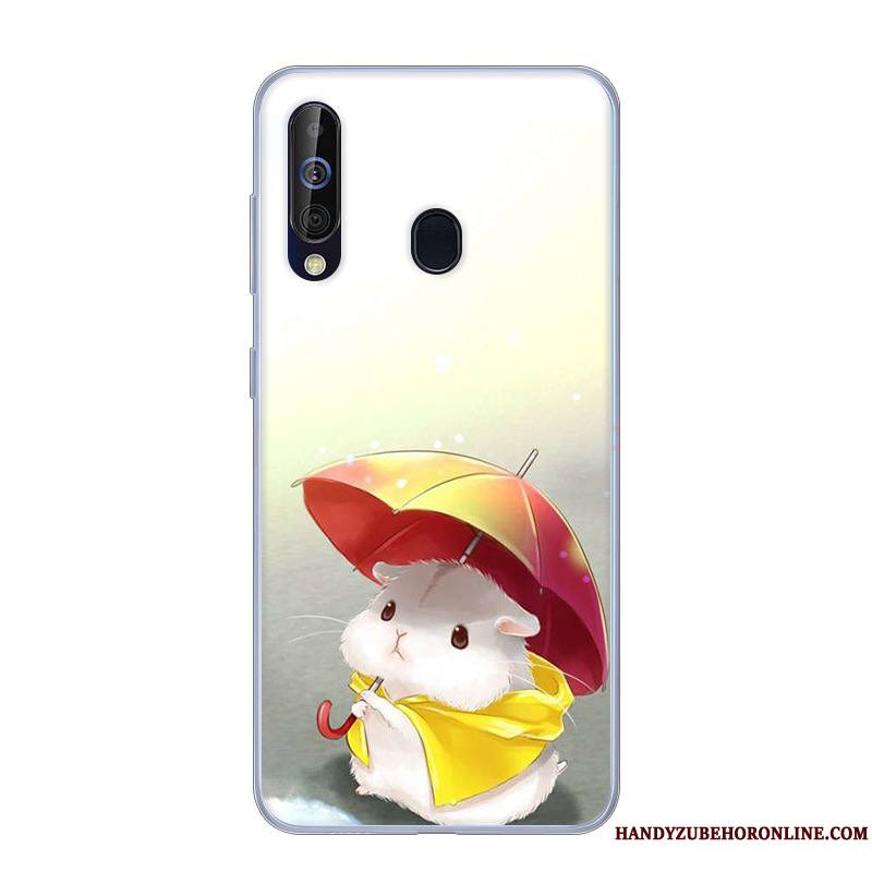 Samsung Galaxy A60 Coque Blanc Rose Étui Fluide Doux Étoile Incassable Dessin Animé