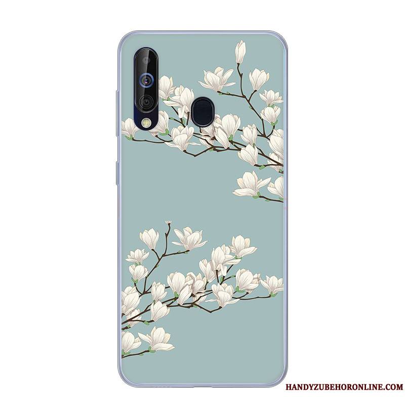 Samsung Galaxy A60 Coque Blanc Rose Étui Fluide Doux Étoile Incassable Dessin Animé