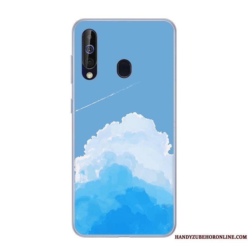 Samsung Galaxy A60 Coque Blanc Rose Étui Fluide Doux Étoile Incassable Dessin Animé