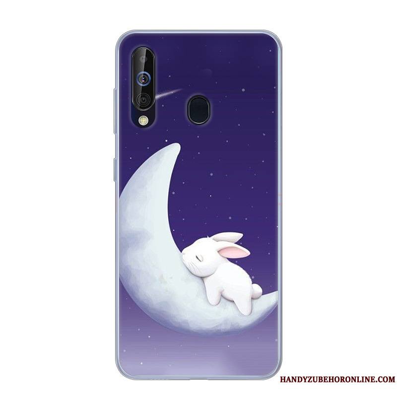 Samsung Galaxy A60 Coque Blanc Rose Étui Fluide Doux Étoile Incassable Dessin Animé