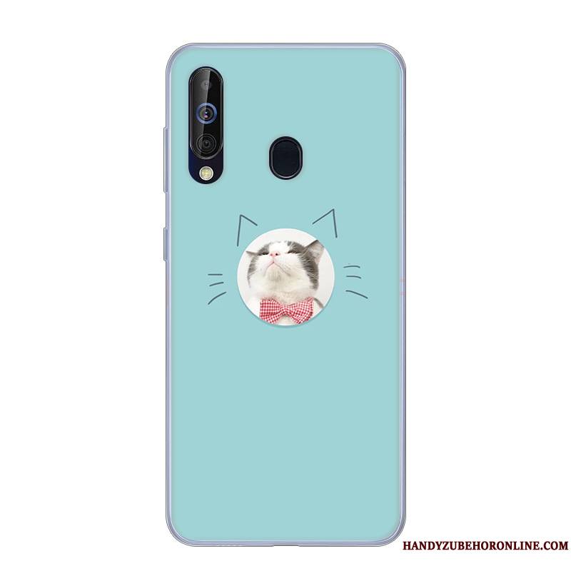 Samsung Galaxy A60 Coque Blanc Rose Étui Fluide Doux Étoile Incassable Dessin Animé