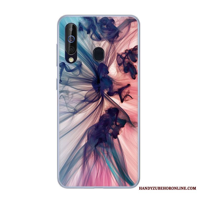 Samsung Galaxy A60 Coque Blanc Rose Étui Fluide Doux Étoile Incassable Dessin Animé