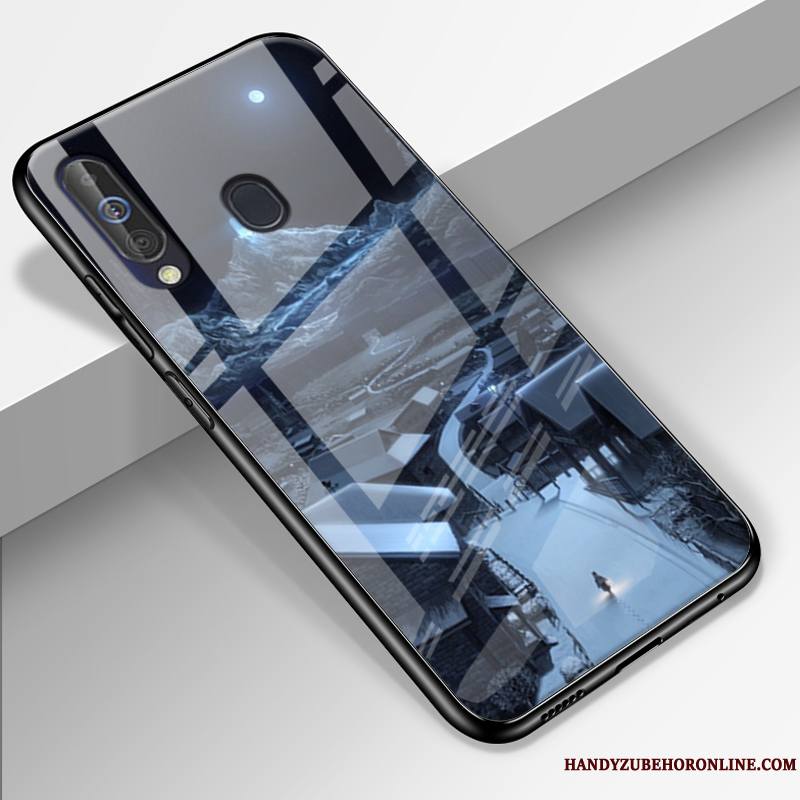 Samsung Galaxy A60 Coque Incassable Verre Étui Amoureux Ciel Étoilé Noir Personnalisé