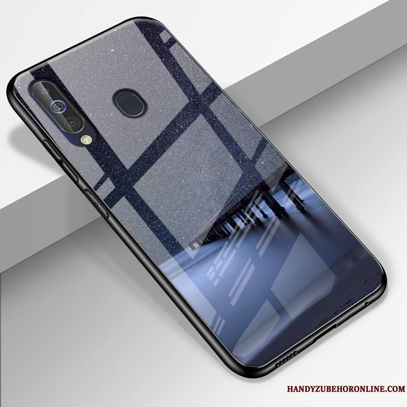 Samsung Galaxy A60 Coque Incassable Verre Étui Amoureux Ciel Étoilé Noir Personnalisé