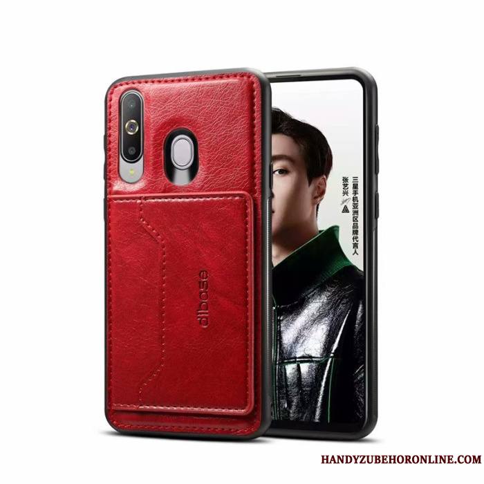 Samsung Galaxy A60 Placage Rouge Tout Compris Étoile Coque De Téléphone Cuir