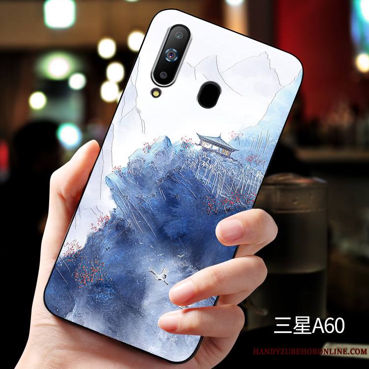 Samsung Galaxy A60 Protection Délavé En Daim Étui Coque De Téléphone Incassable Personnalisé Étoile