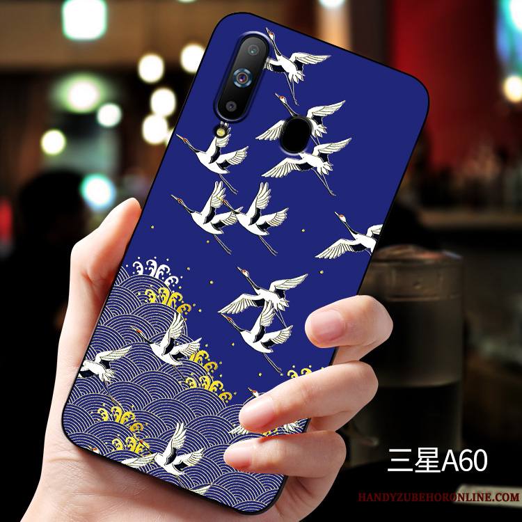 Samsung Galaxy A60 Protection Délavé En Daim Étui Coque De Téléphone Incassable Personnalisé Étoile