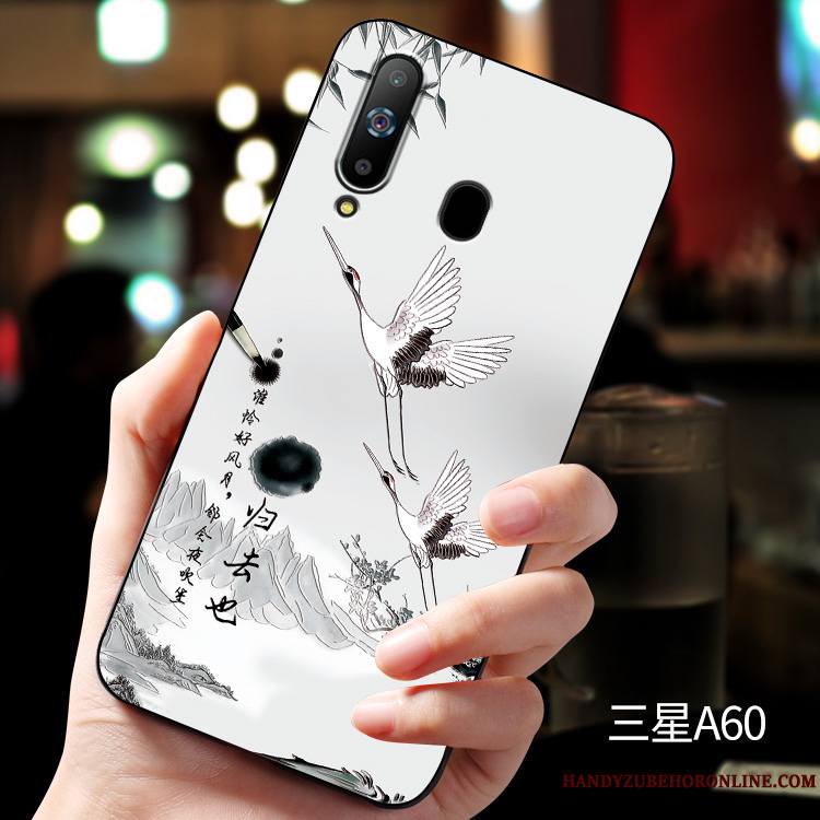 Samsung Galaxy A60 Protection Délavé En Daim Étui Coque De Téléphone Incassable Personnalisé Étoile
