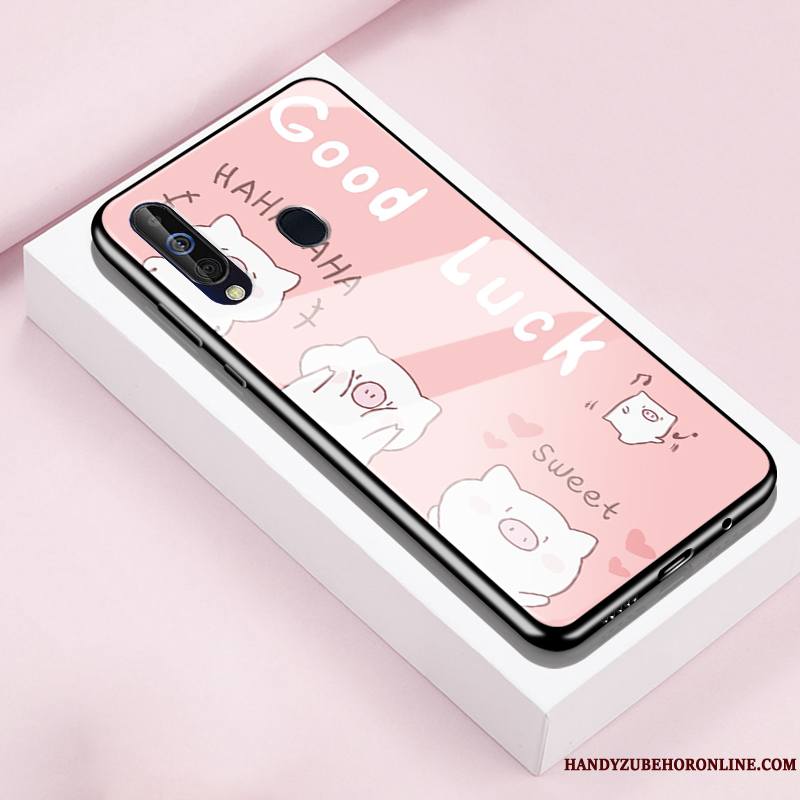 Samsung Galaxy A60 Protection Silicone Coque De Téléphone Créatif Verre Rose Étoile