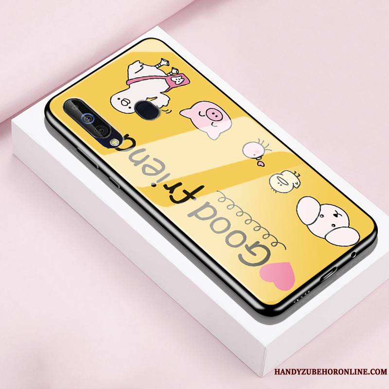 Samsung Galaxy A60 Protection Silicone Coque De Téléphone Créatif Verre Rose Étoile