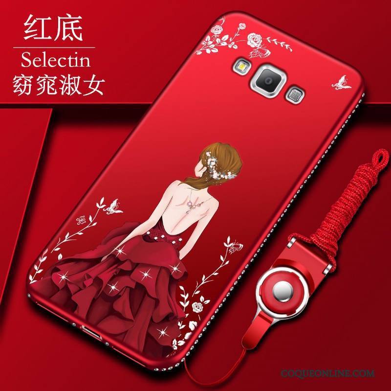 Samsung Galaxy A7 2015 Coque De Téléphone Étoile Tout Compris Rouge Strass Fluide Doux Protection