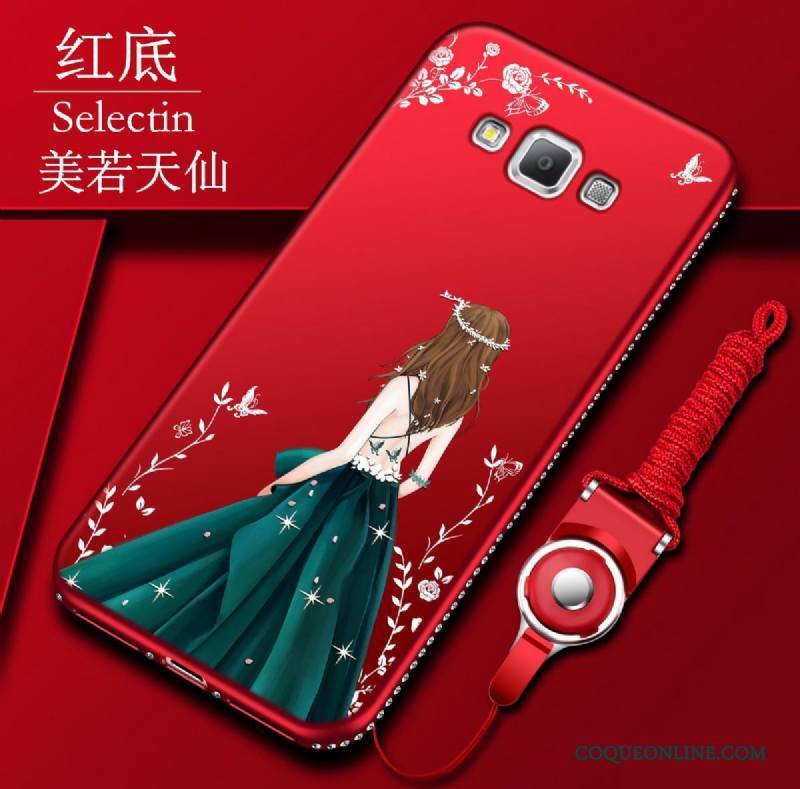 Samsung Galaxy A7 2015 Coque De Téléphone Étoile Tout Compris Rouge Strass Fluide Doux Protection