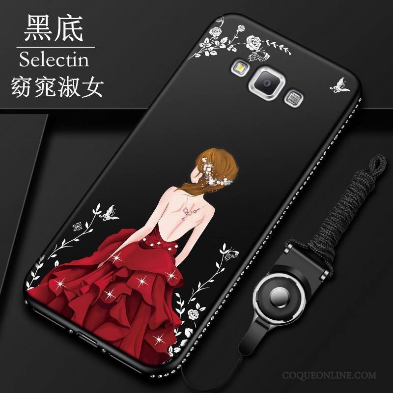 Samsung Galaxy A7 2015 Coque De Téléphone Étoile Tout Compris Rouge Strass Fluide Doux Protection