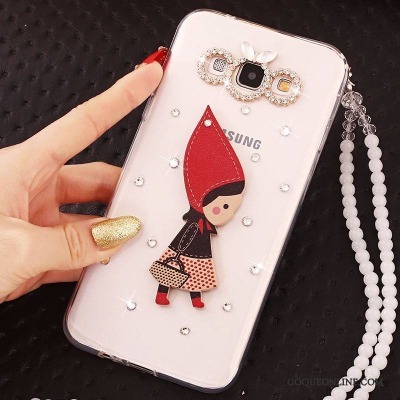 Samsung Galaxy A7 2015 Coque Protection Étui Étoile Ornements Suspendus Strass Incassable Blanc