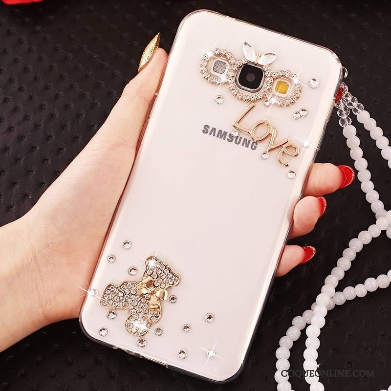 Samsung Galaxy A7 2015 Coque Protection Étui Étoile Ornements Suspendus Strass Incassable Blanc