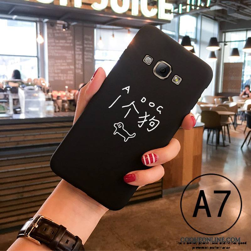 Samsung Galaxy A7 2015 Coque Très Mince Dessin Animé Délavé En Daim Créatif Fluide Doux Tout Compris Noir