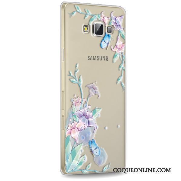 Samsung Galaxy A7 2015 Coque Étoile Fluide Doux Protection Rose Transparent Silicone Téléphone Portable