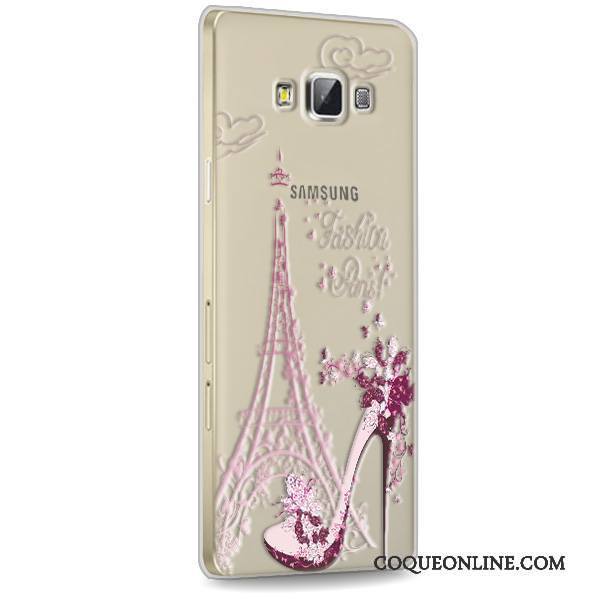 Samsung Galaxy A7 2015 Coque Étoile Fluide Doux Protection Rose Transparent Silicone Téléphone Portable