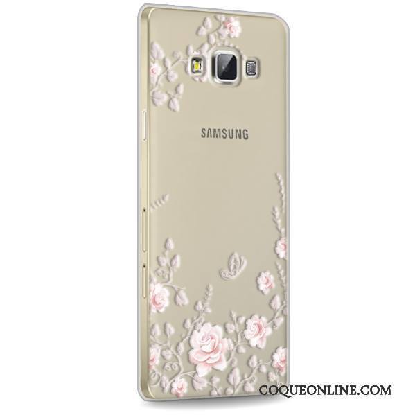 Samsung Galaxy A7 2015 Coque Étoile Fluide Doux Protection Rose Transparent Silicone Téléphone Portable