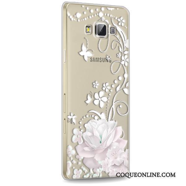 Samsung Galaxy A7 2015 Coque Étoile Fluide Doux Protection Rose Transparent Silicone Téléphone Portable