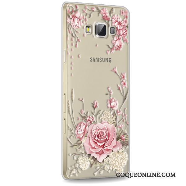 Samsung Galaxy A7 2015 Coque Étoile Fluide Doux Protection Rose Transparent Silicone Téléphone Portable