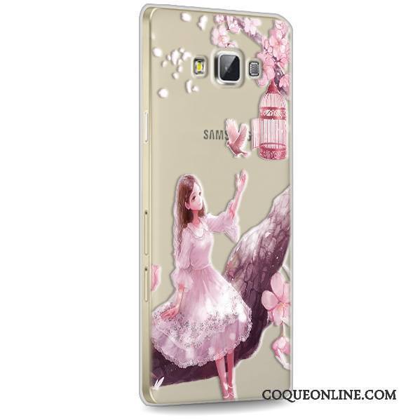 Samsung Galaxy A7 2015 Coque Étoile Fluide Doux Protection Rose Transparent Silicone Téléphone Portable