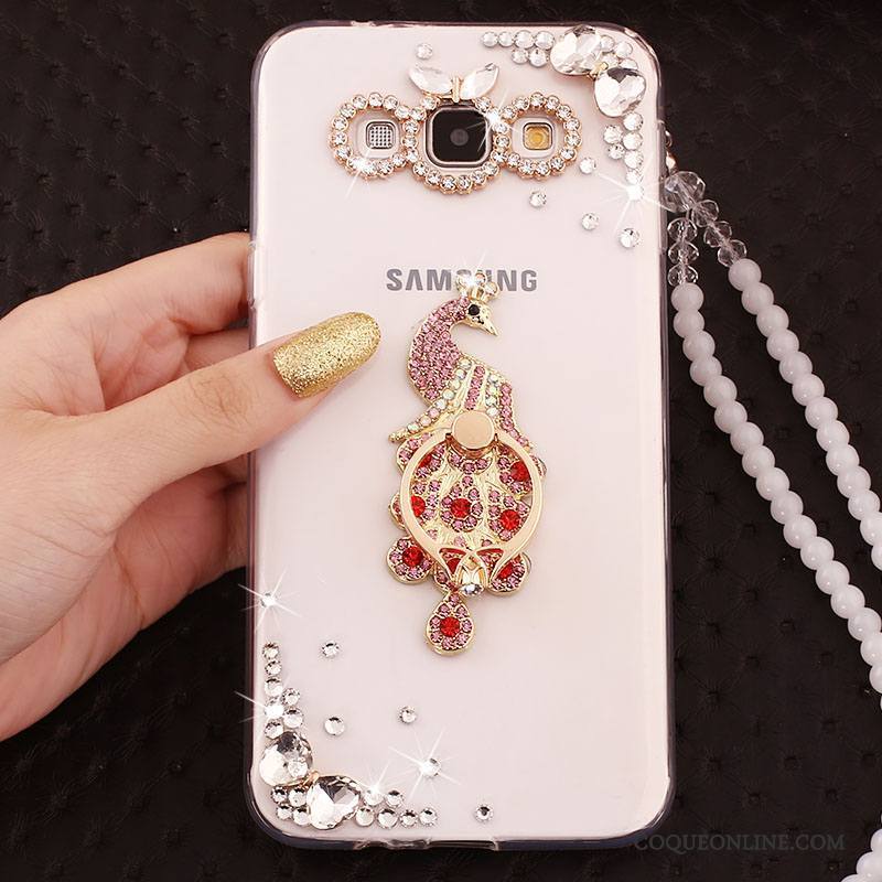 Samsung Galaxy A7 2015 Cristal Étui Rose Anneau Or Coque De Téléphone Étoile