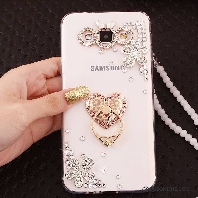 Samsung Galaxy A7 2015 Cristal Étui Rose Anneau Or Coque De Téléphone Étoile