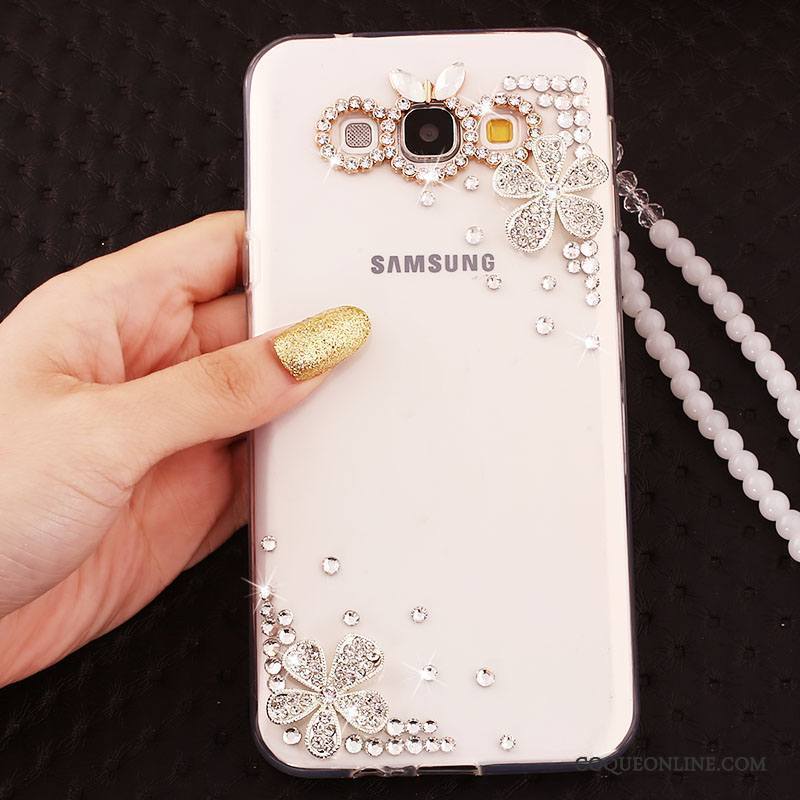 Samsung Galaxy A7 2015 Cristal Étui Rose Anneau Or Coque De Téléphone Étoile