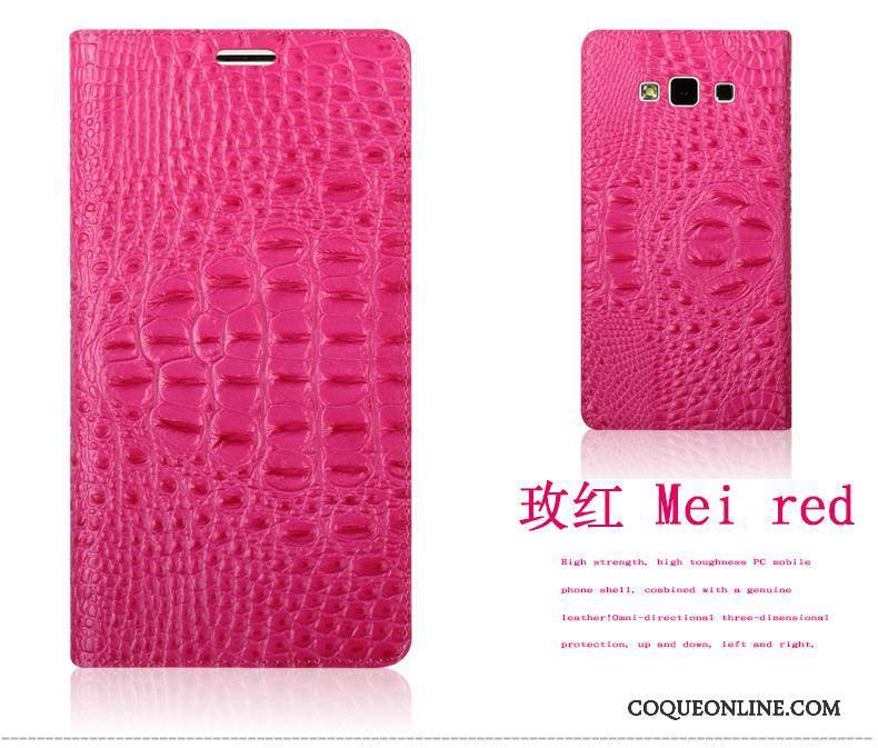 Samsung Galaxy A7 2015 Crocodile Modèle Protection Téléphone Portable Étui En Cuir Coque De Téléphone Étoile Rouge