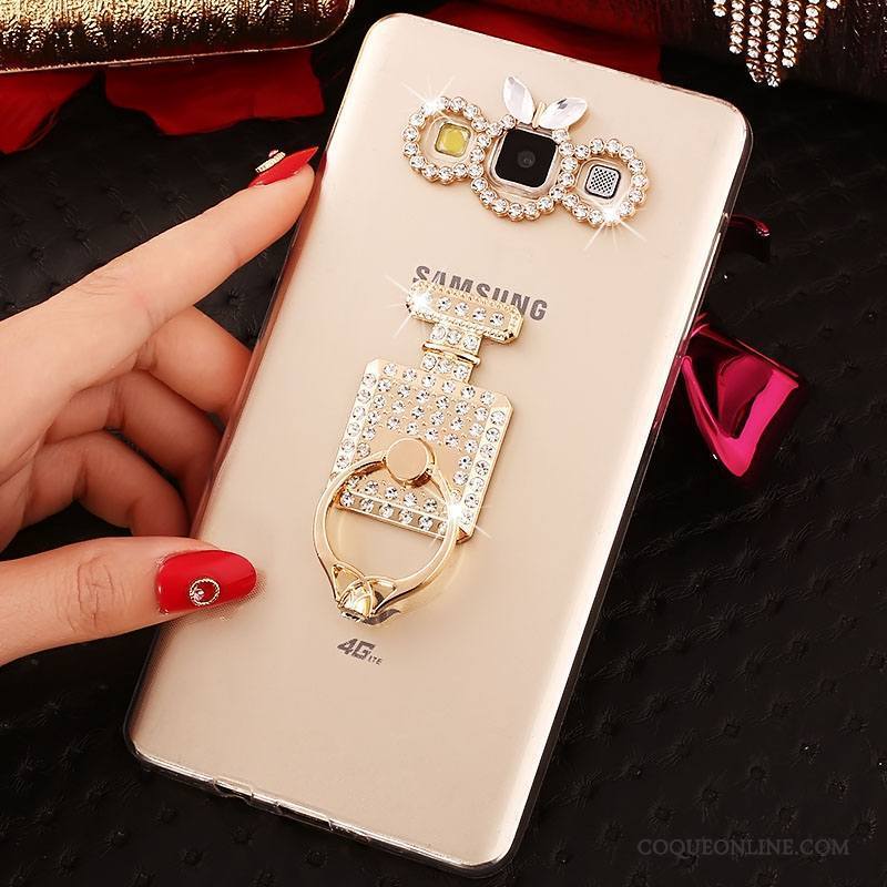 Samsung Galaxy A7 2015 Or Fluide Doux Coque Étui Strass Étoile Tout Compris