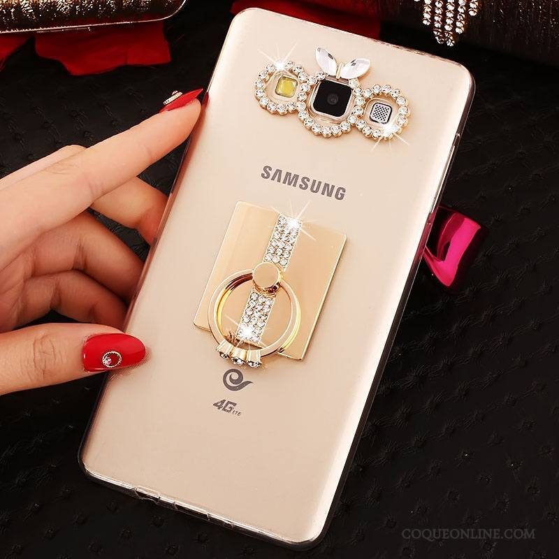 Samsung Galaxy A7 2015 Or Fluide Doux Coque Étui Strass Étoile Tout Compris