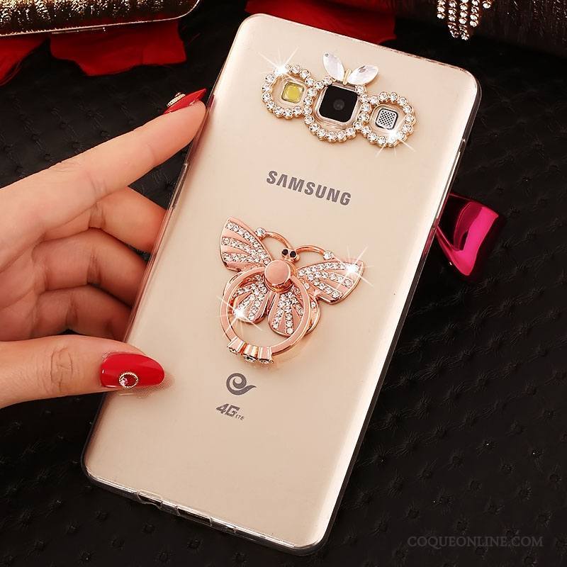 Samsung Galaxy A7 2015 Or Fluide Doux Coque Étui Strass Étoile Tout Compris