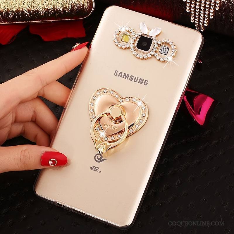 Samsung Galaxy A7 2015 Or Fluide Doux Coque Étui Strass Étoile Tout Compris