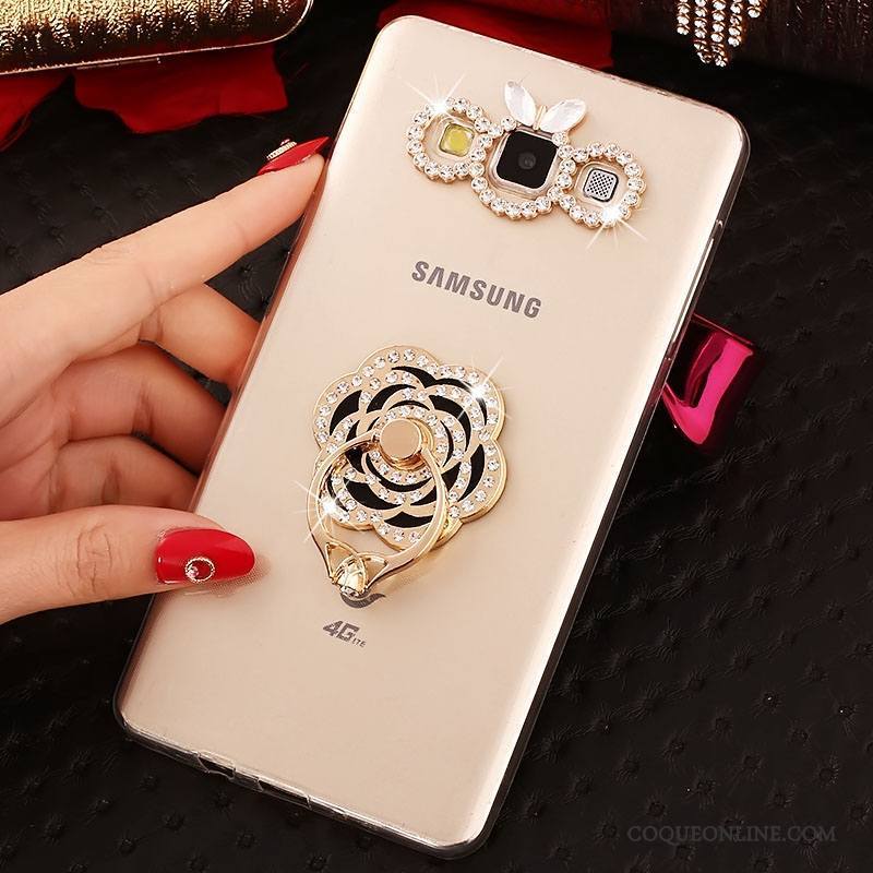 Samsung Galaxy A7 2015 Or Fluide Doux Coque Étui Strass Étoile Tout Compris