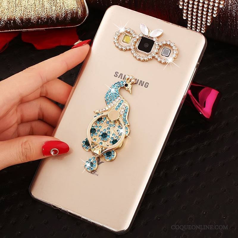 Samsung Galaxy A7 2015 Or Fluide Doux Coque Étui Strass Étoile Tout Compris