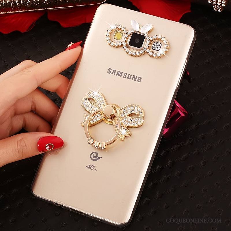 Samsung Galaxy A7 2015 Or Fluide Doux Coque Étui Strass Étoile Tout Compris